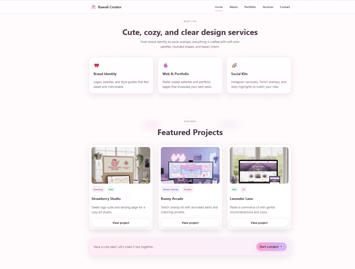 Kawaii Creator Portfolio - WordPress